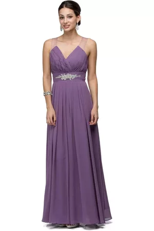 Dancing Queen Bridal 9539 Sophisticated Ruched V-Neck Chiffon A-line Dress