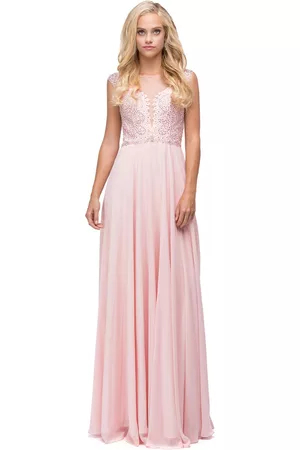 Dancing Queen Bridal 9826 Gilded Lace Illusion A-Line Prom Dress