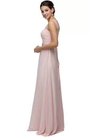 Dancing Queen Bridal 9541 Ruched Illusion Sweetheart Jewel-banded Chiffon A-line Dress