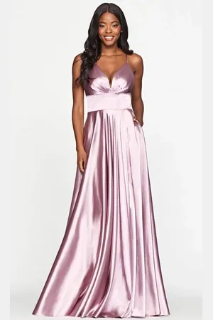 FAVIANA S10255 Stretch Matte Satin V-neck A-line Dress