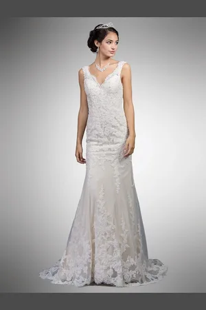 Dancing Queen Bridal 20 Deep V Back Lace Wedding Dress
