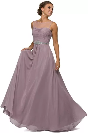 Dancing Queen Bridal 9541 Ruched Illusion Sweetheart Jewel-banded Chiffon A-line Dress