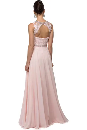 Dancing Queen Bridal 9458 Romantic Beaded Lace Applique A-Line Prom Dress