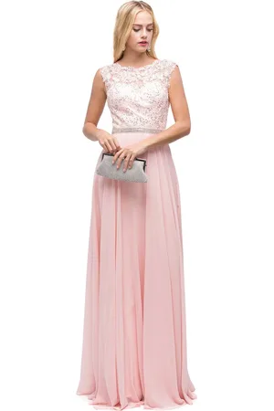Dancing Queen Bridal 9675 Illusion-Lace Bodice Chiffon A-Line Dress