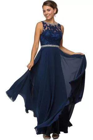 Dancing Queen Bridal 9458 Romantic Beaded Lace Applique A-Line Prom Dress