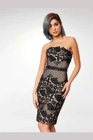 Clarisse M6571 Knee Length Embroidered Lace Strapless Dress