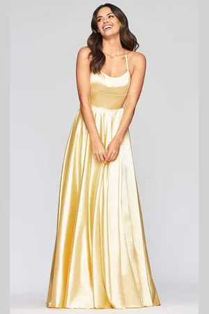 FAVIANA S10211 Strappy Open Back Charmeuse A-Line Dress