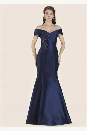 Rina Di Montella RD2602-1 Embellished Off-Shoulder Mermaid Dress