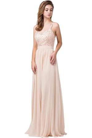 Dancing Queen 2571 Embroidered V-neck Long A-line Dress