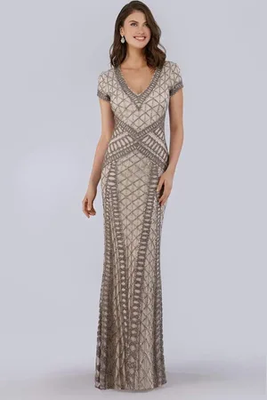 Lara Dresses 29746 Embellished Plunging V-neck Fitted Dress
