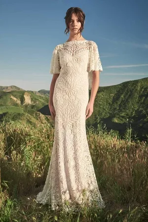 Tadashi Shoji Embroidered Bateau Trumpet Dress
