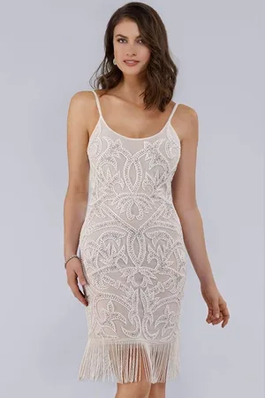 Lara Dresses 51040 Beaded Scoop Fringe Cocktail Dress