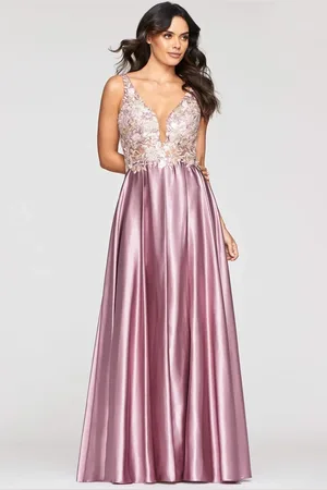 FAVIANA S10442 Floral Fitted Long A-line Dress