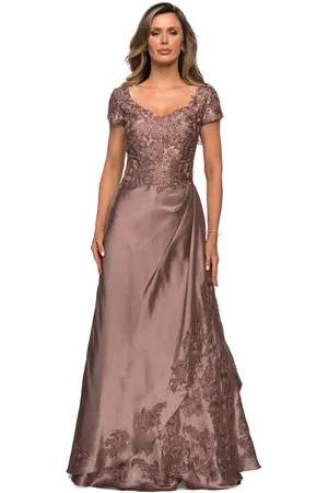 La Femme 27033 Floral Satin A-Line Mother of the Bride Gown