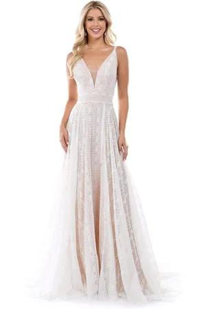 Nina Canacci 6553 Plunging V Neck A-Line Evening Dress