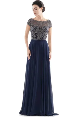 Rina Di Montella RD2719 Sheer Neck Embroidered Bodice Chiffon Gown