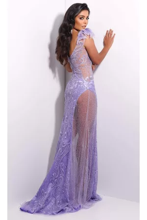 Jasz Couture 7226 Feather Shoulder Beaded and Sequin Illusion Gown