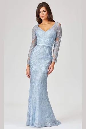 Lara Dresses 29466 Sheer Beaded Lace Sheath Gown