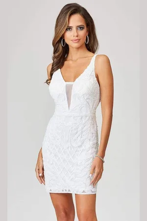 Lara Dresses 51035 Beaded Plunging V Neck Cocktail Dress