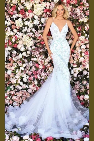 Clarisse 800227 Spaghetti Strap Sequined Mermaid Gown