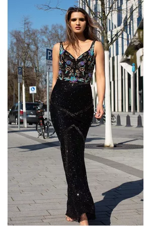 Chic And Holland AN1437 Sequined Scoop Back Long Modest Prom Dress