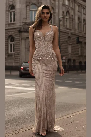 Chic And Holland HF1542 Sleeveless Embellished Junior Prom Fitted Gown