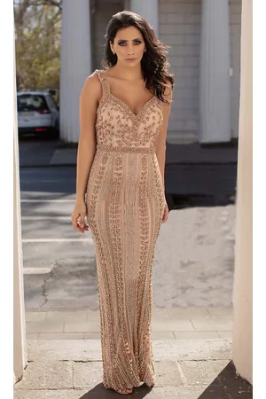 Chic And Holland HF1567 Cowl Back Beaded Simple Prom Long Dress