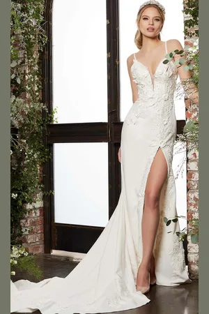 Jovani Bridal JB05846 Applique Plunging Sweetheart Dress