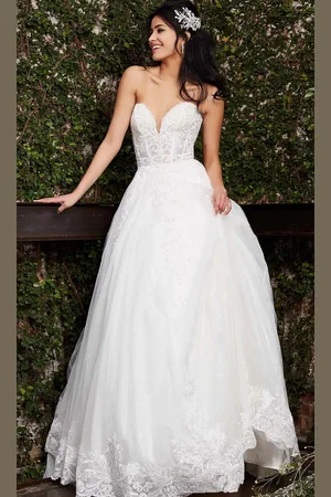 Jovani Bridal JB07265 Embroidered Applique A-Line Bridal Gown