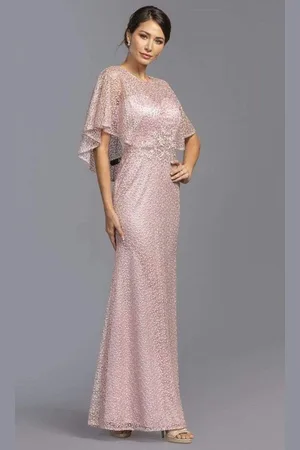 Aspeed Design M2111 Rhinestone Studded Caped Dress