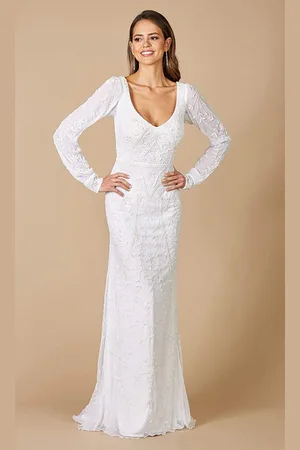 Lara Dresses 51079 Long Sleeve Adorned Bridal Gown