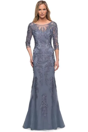 La Femme 29226 Embroidered Tulle Sheath Gown