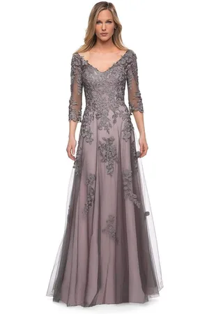 La Femme 29205 Floral Embroidered A-line Gown
