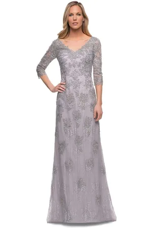 La Femme 29379 Quarter Sleeve Lace Formal Dress