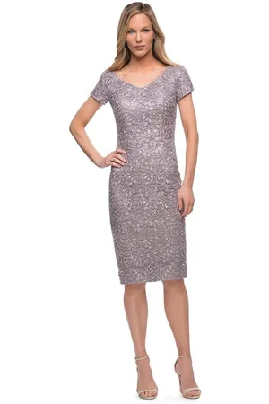 La Femme 29809 Textured Fabric Midi Dress