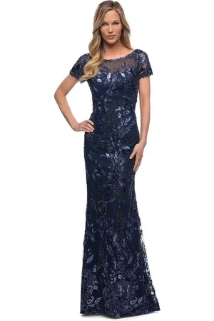 La Femme 29961 Floral Sequined Evening Mother of the Bride Dress