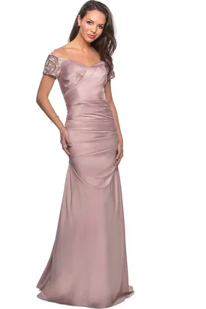 La Femme 25996 - Embellished Pleated Long Dress