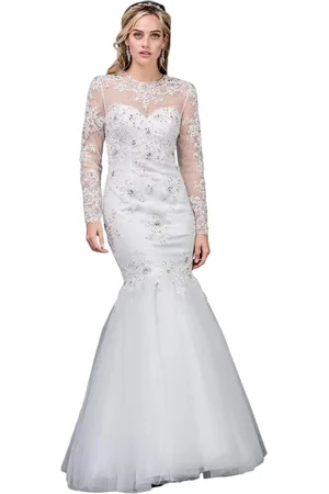 Dancing Queen Bridal 75 Lace Applique Long Sleeve Trumpet Dress