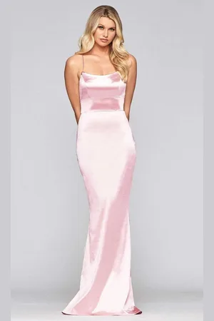FAVIANA S10375 Lace Up Backless Satin Mermaid Gown