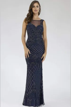 Lara Dresses 29538 Illusion Bateau Beaded Sheath Dress