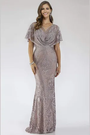 Lara Dresses 29673 Embroidered V-neck Trumpet Dress