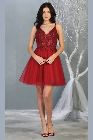 May Queen MQ1813 Beaded Illusion Bodice A-Line Dress