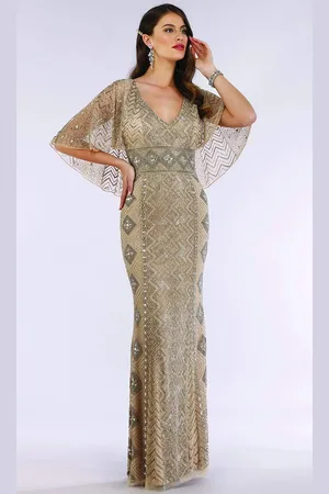 Lara Dresses 29397 Embellished V-neck Fitted Dress