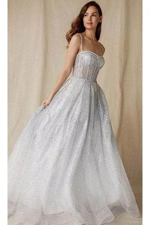 Eureka Fashion Women Party Dresses - 9900 - Sheer Corset Fitted Bodice Prom Gown