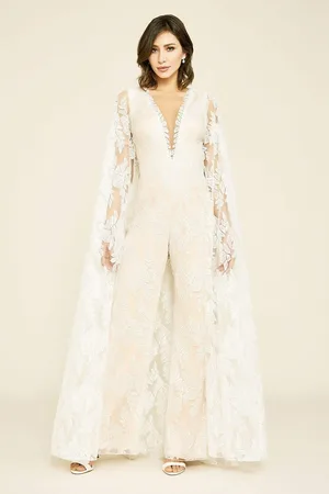 Tadashi Shoji Rupert Lace Cape Jumpsuit