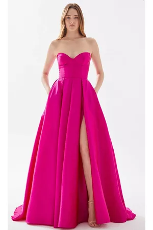 TARIK EDIZ 52022 - Bustier A-Line Prom Dress with Slit