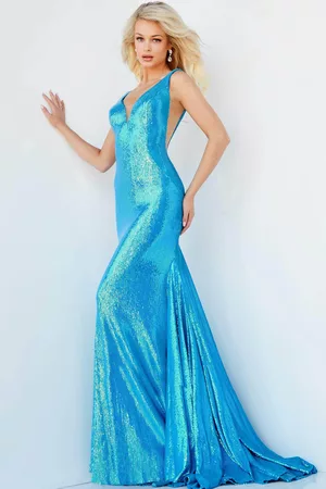 JOVANI Women Party Dresses - 09113 Sleeveless Sequin Mermaid Gown