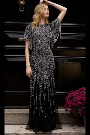 Primavera Couture 3681 Embellished Bateau Neck Long Sheath Dress