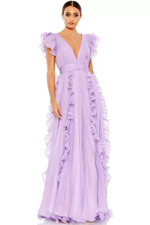 Ieena Duggal Women Party Dresses - 49539 - V-Neck Ruffled Cap Sleeve Dress