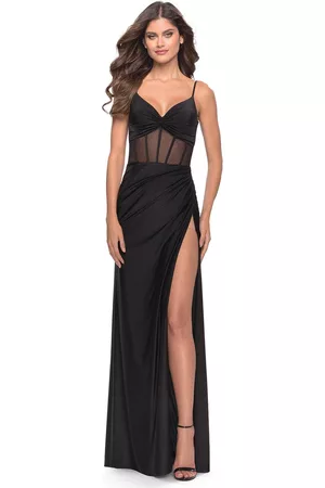 La Femme 31229 - Sweetheart Sheer Corset Long Dress